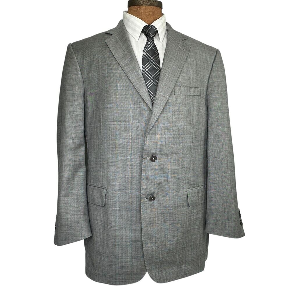 Jos A Bank Signature Gold Gordon Mens Wool Sport Blazer Gray Jacket Size 44L